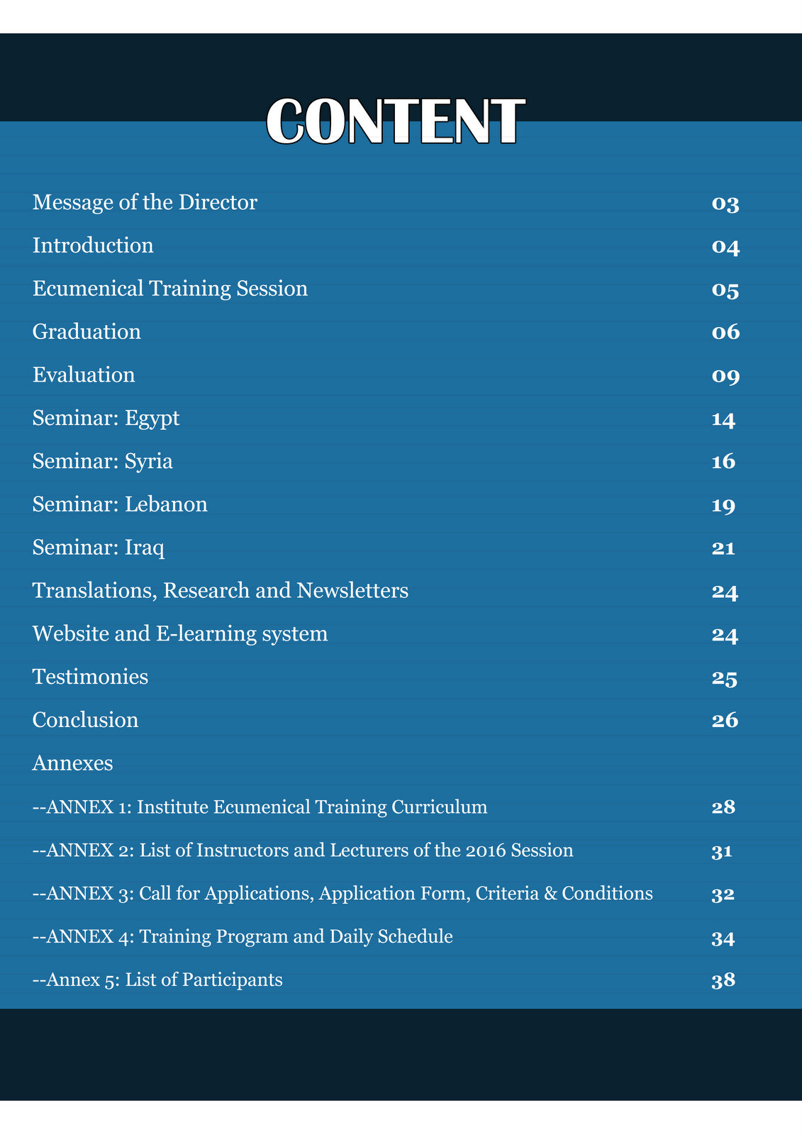 Narrative Report Content